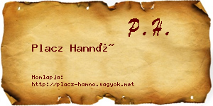 Placz Hannó névjegykártya